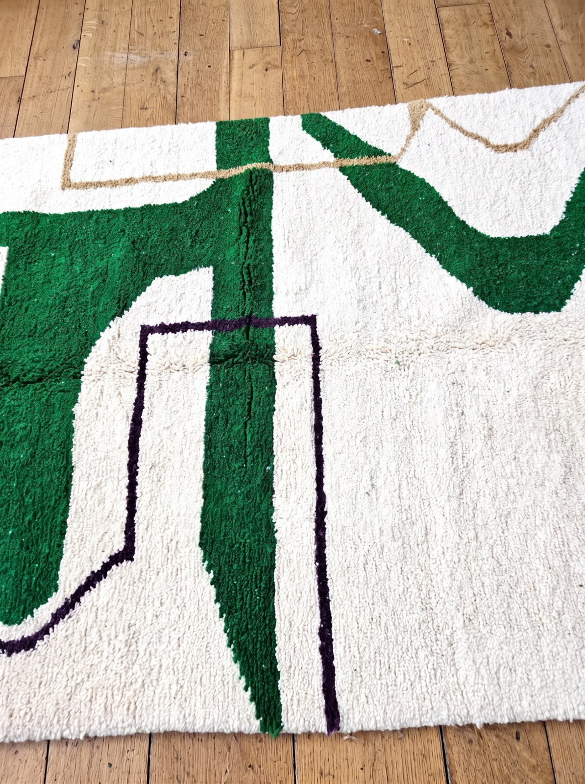 Handmade Moroccan Berber Wool Rug Beni Ourain Style Green Boho Area Rug Custom