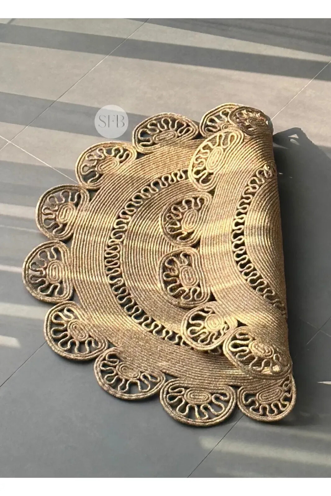 Round Wicker Jute Knitting Special Design Carpet