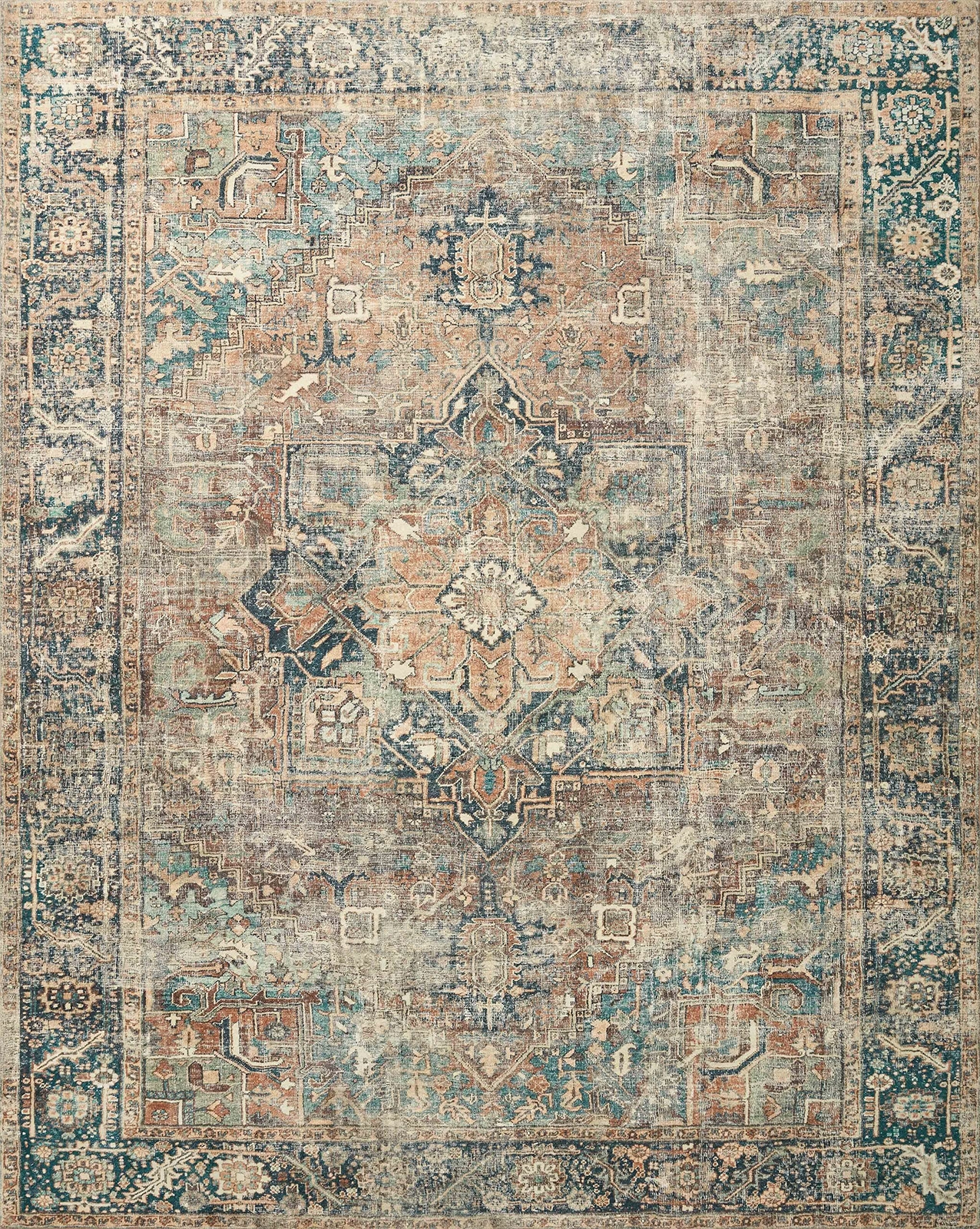Loloi Margot Collection 2′-3″ x 3′-9″ Accent Rug in Terracotta / Lagoon – Thi…