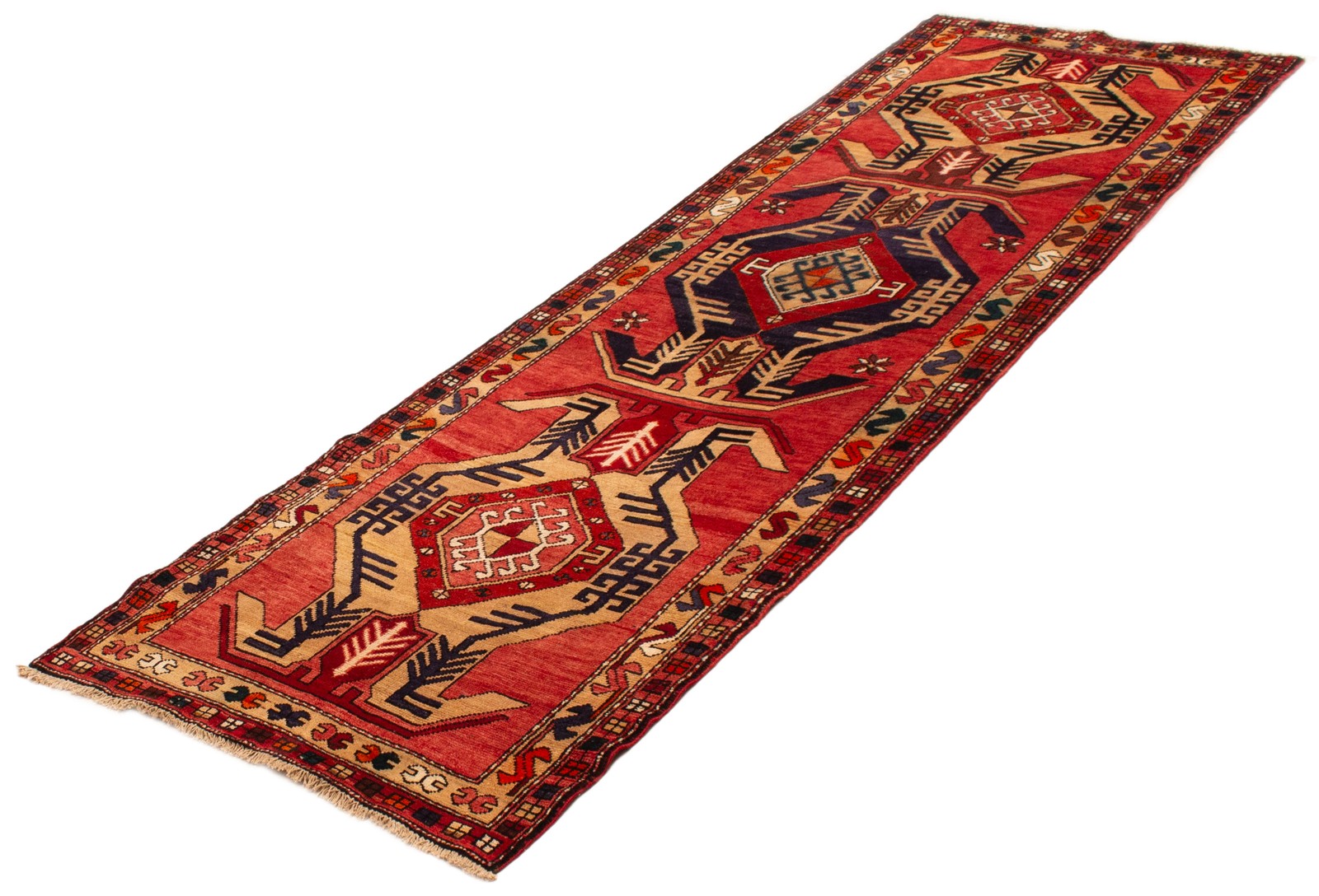 Vintage Hand-knotted Runner Rug 3’5″ x 10’11” Traditional Oriental Wool Carpet