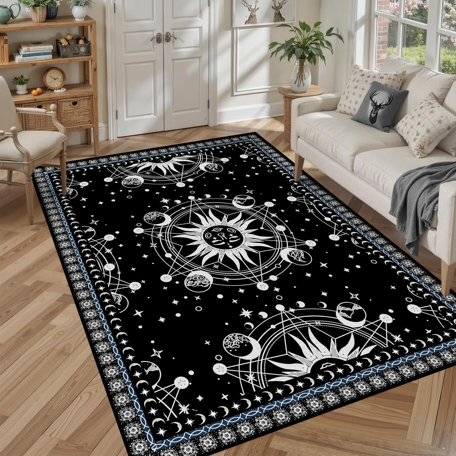 Ceryuee 5 X 7 Sun And Moon Rug Boho Celestial Area Rugs For Bedroom Dorm Living