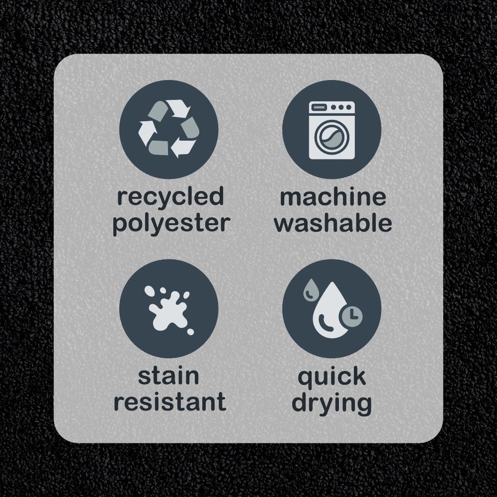 Black Basic Polyester Bath Mat Rug Non-Slip Absorbent 20×32 Inches