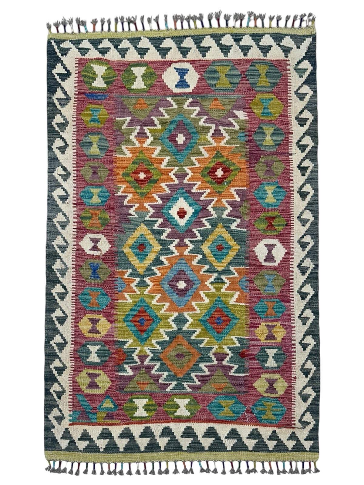 Hand-Woven Afghani Kilim Wool Rug 5’1″ x 6’7″