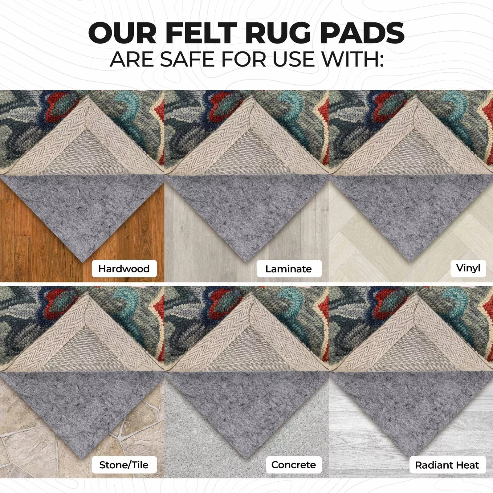 Lynn Polyester Felt and Rubber Non-Slip Floor Protector Indoor Area Rug Pad