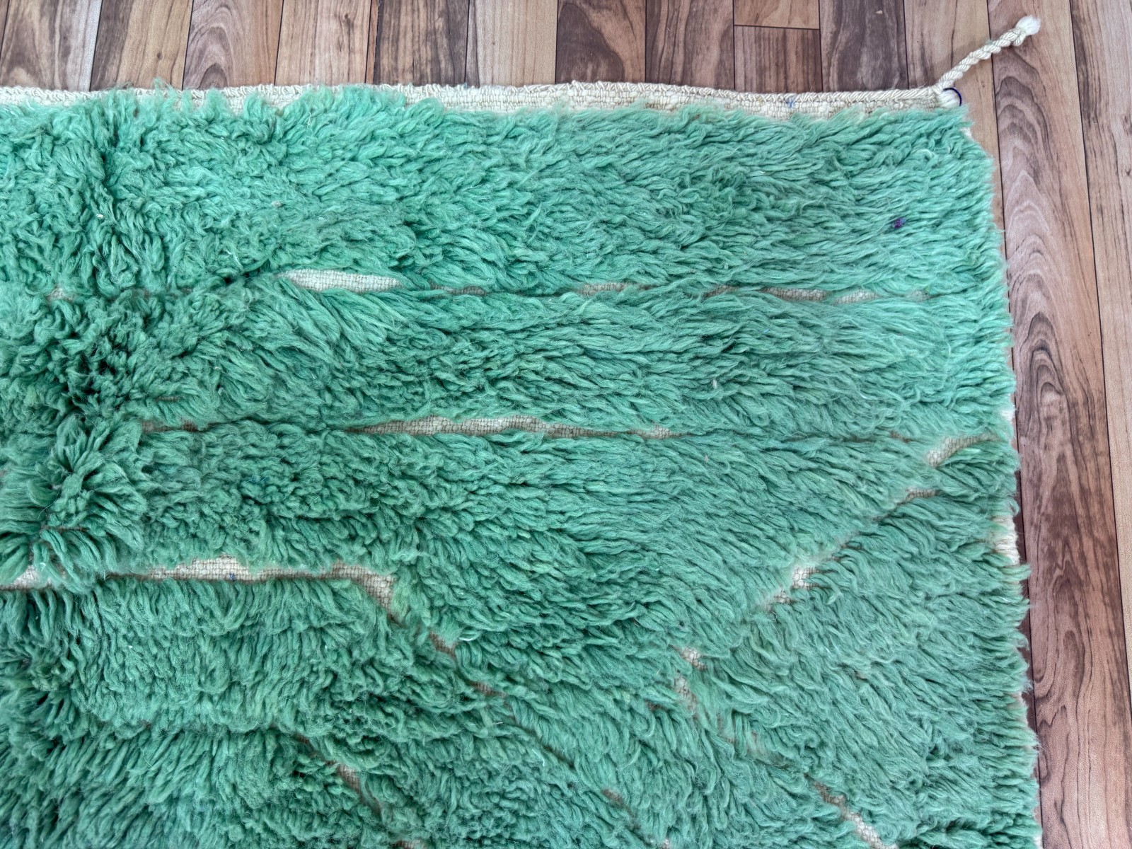 Green Moroccan Berber Rug 8×4.8 ft Handmade Wool Boho Modern Beni Ourain Style