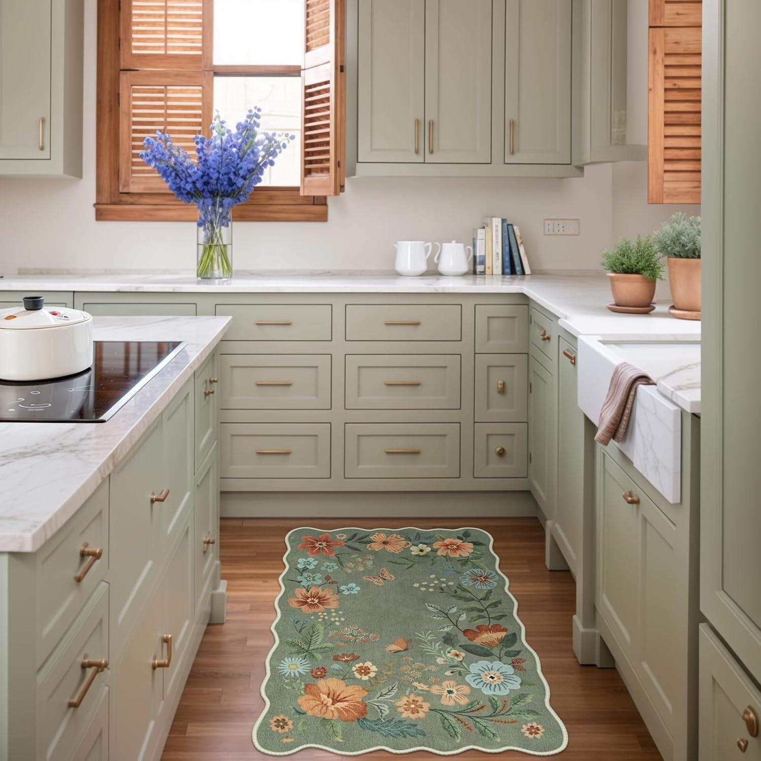 Lahome Floral Rugs for Entryway, 2X3 Washable Kitchen Rugs Ultra-Thin Soft Rug,