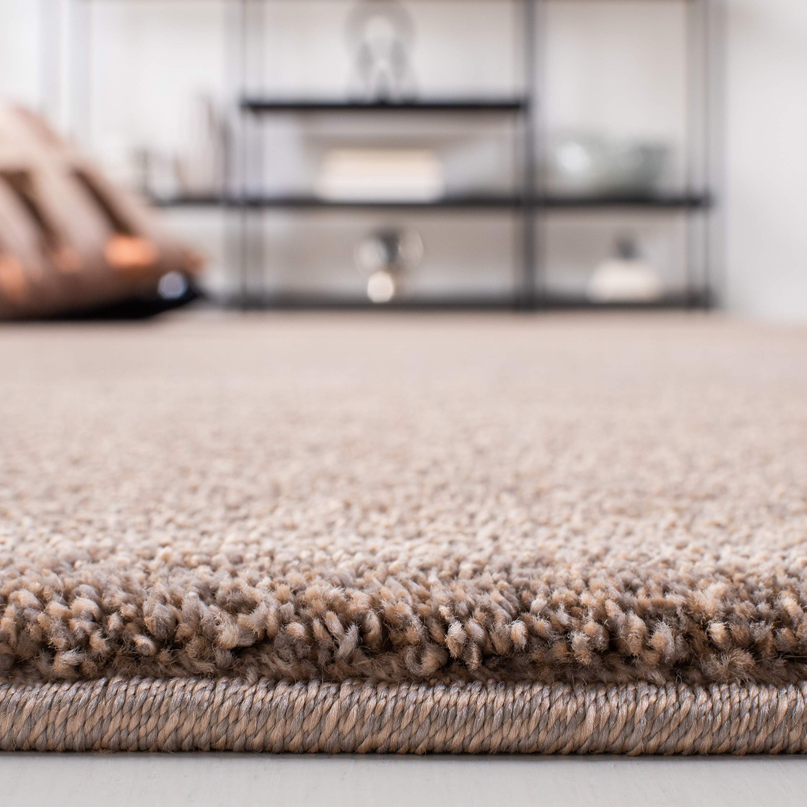 Plain and Solid Collection Area Rug – 5’5″ x 7’7″, Taupe, Non-Shedding & Easy…
