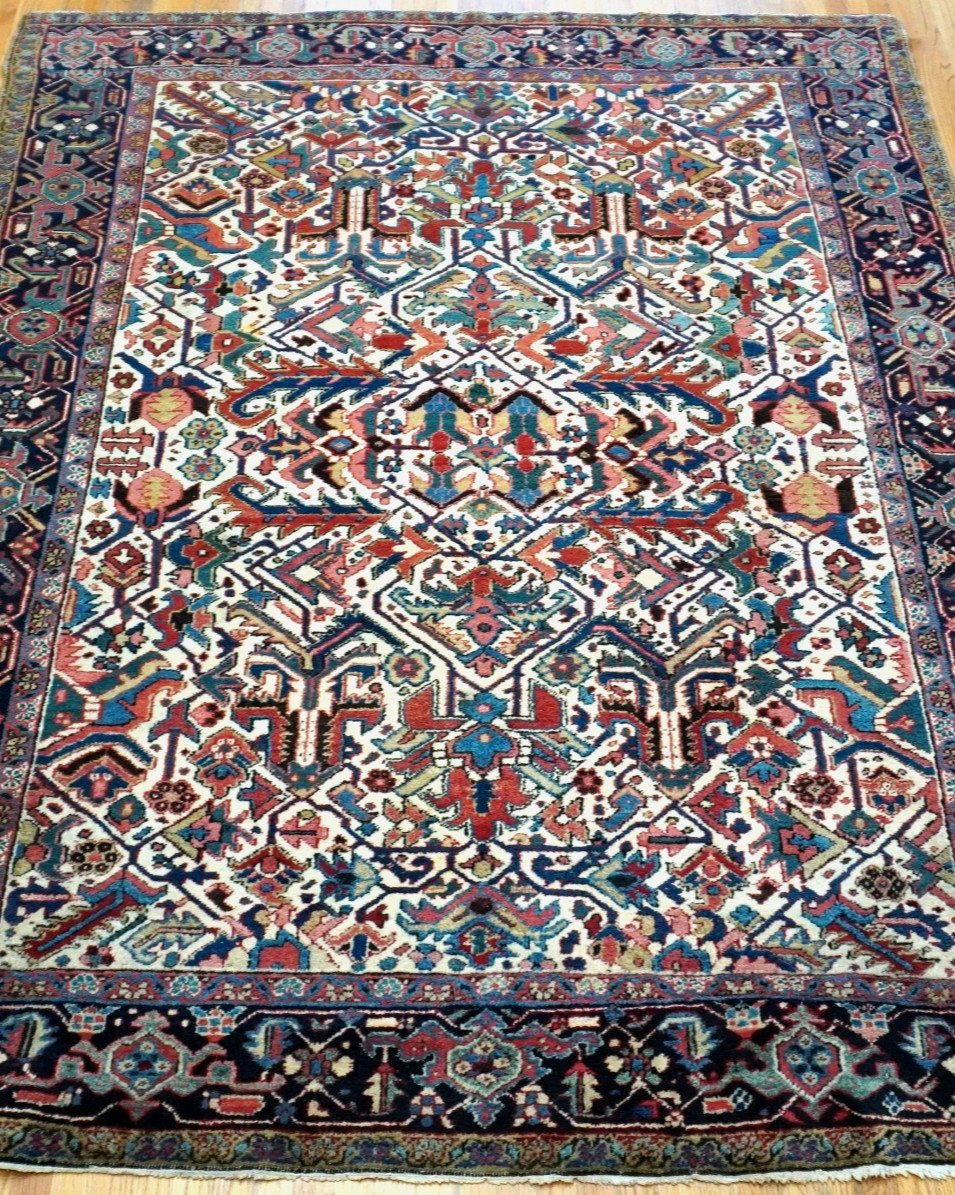 Antique Herizz Serapii Hand Knotted Wool Oriental Rug 7’5″ x 9’8″ Excellent