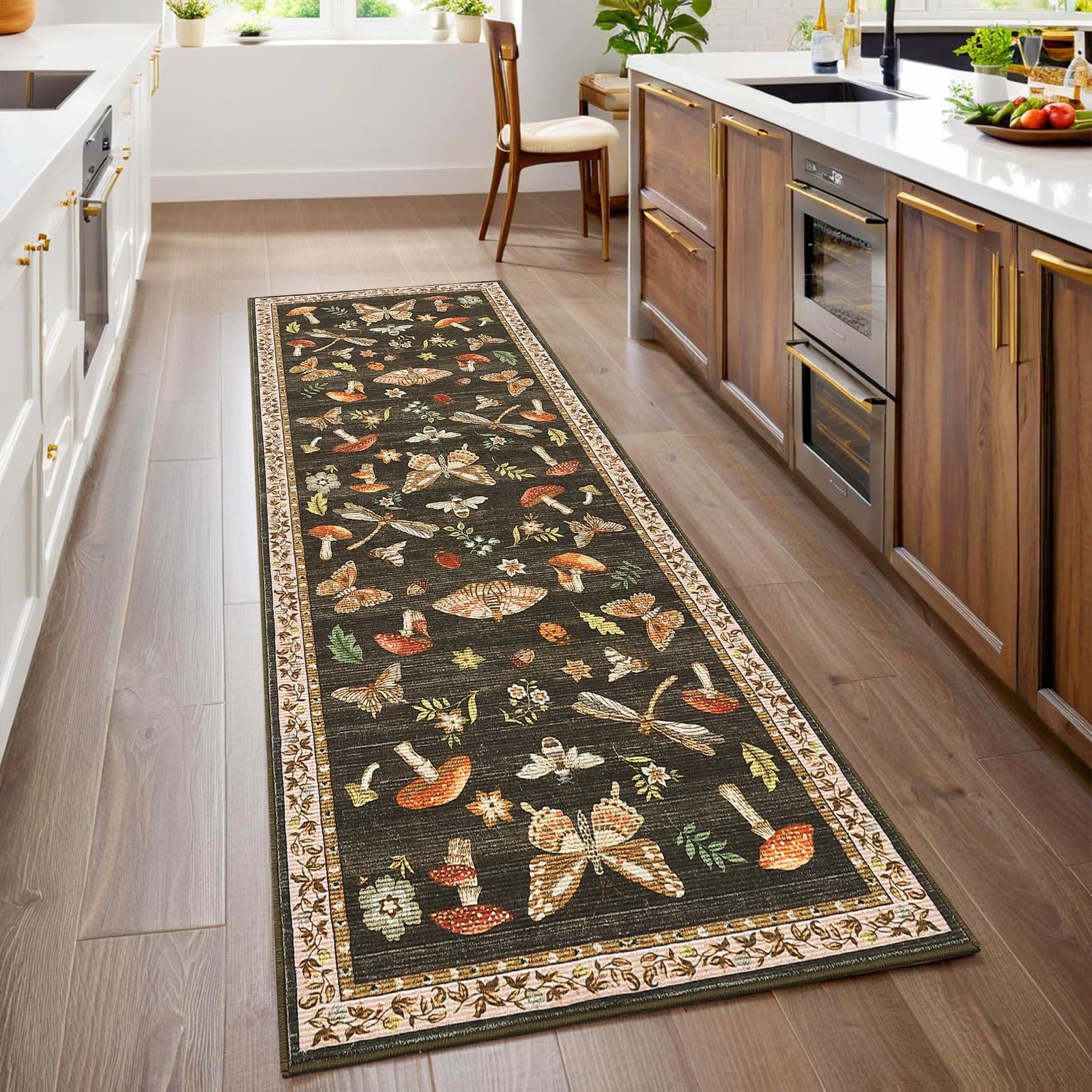Mushroom Insect Washable Rug 2×6 Runners for Hallways, Boho Kitchen Runner Ru…