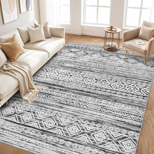 6×8 Area Rugs Living Room Rug: Washable Boho Rugs with Non Slip Backing Large