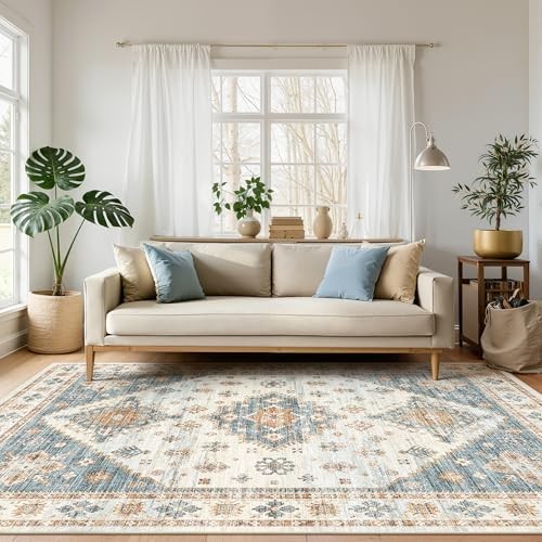 Washable Rugs 8×10, Ultra-Thin Non-Slip 8×10 Area Rugs for Living Room, Soft