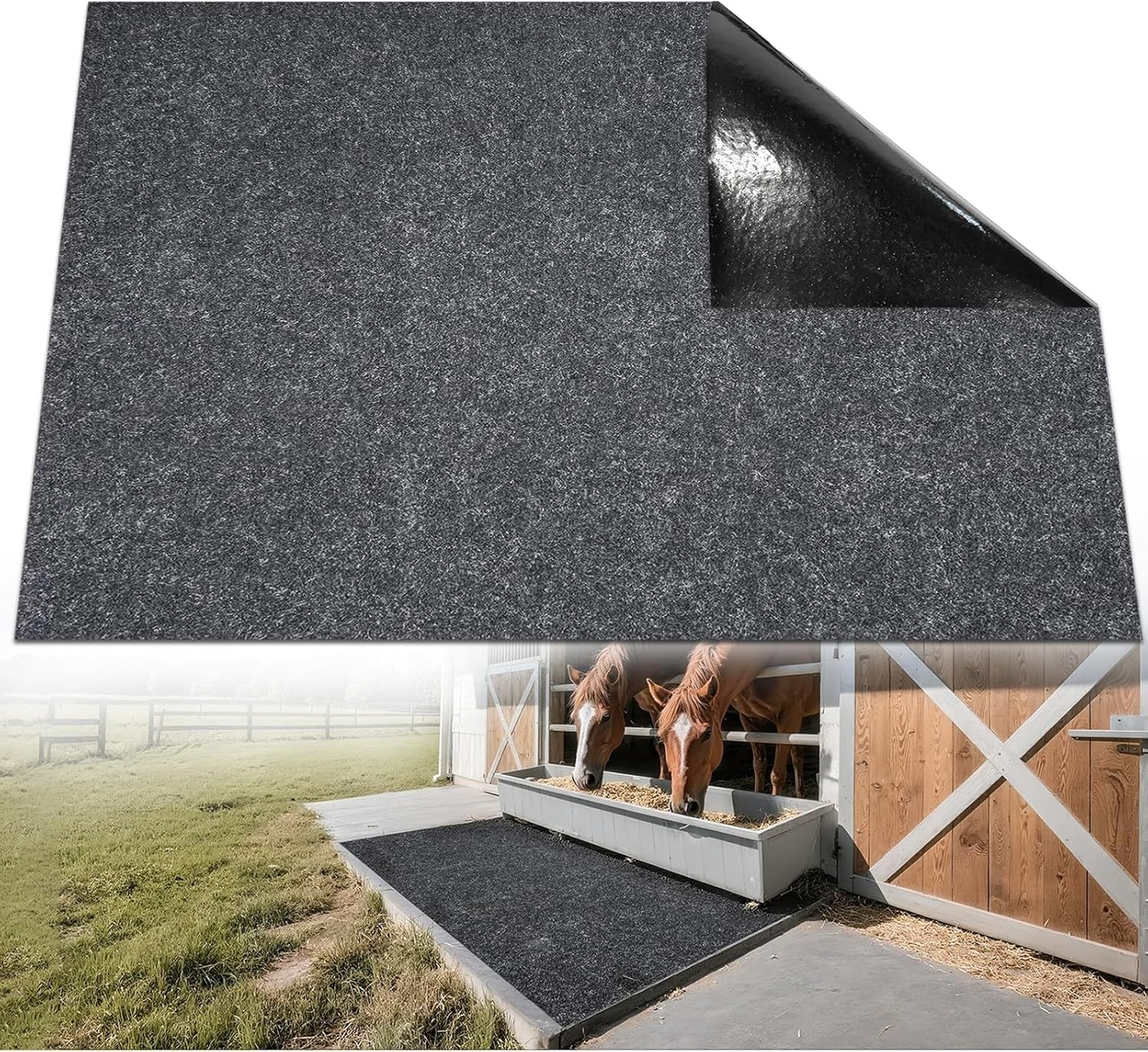 4x6FT Horse Stall Mat Non-Slip Stable Floor Mat Cuttable Lightweight Rubber