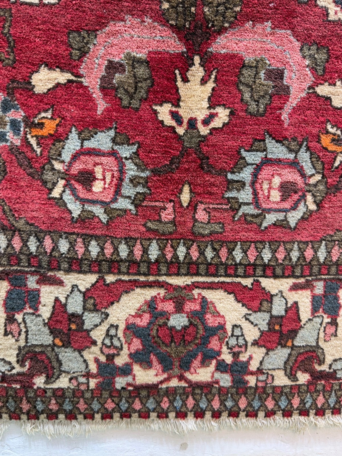Vintage Fabulous Hand Knotted Oriental Isfahaan Wool Rug Carpet Floor Area