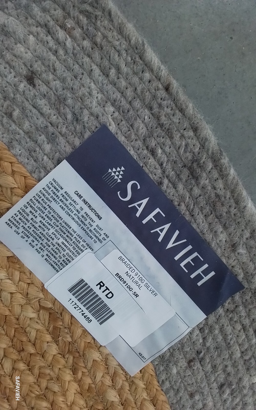 SILVER / NATURAL 5′-0″ x 5′-0″ Flaw in Rug, Reduced Price 1172774468 BRD910G-5R