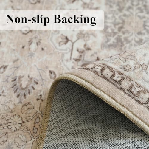 6ft Square Living Room Area Rug – Washable Oriental 6×6 Rugs for Bedroom Dining