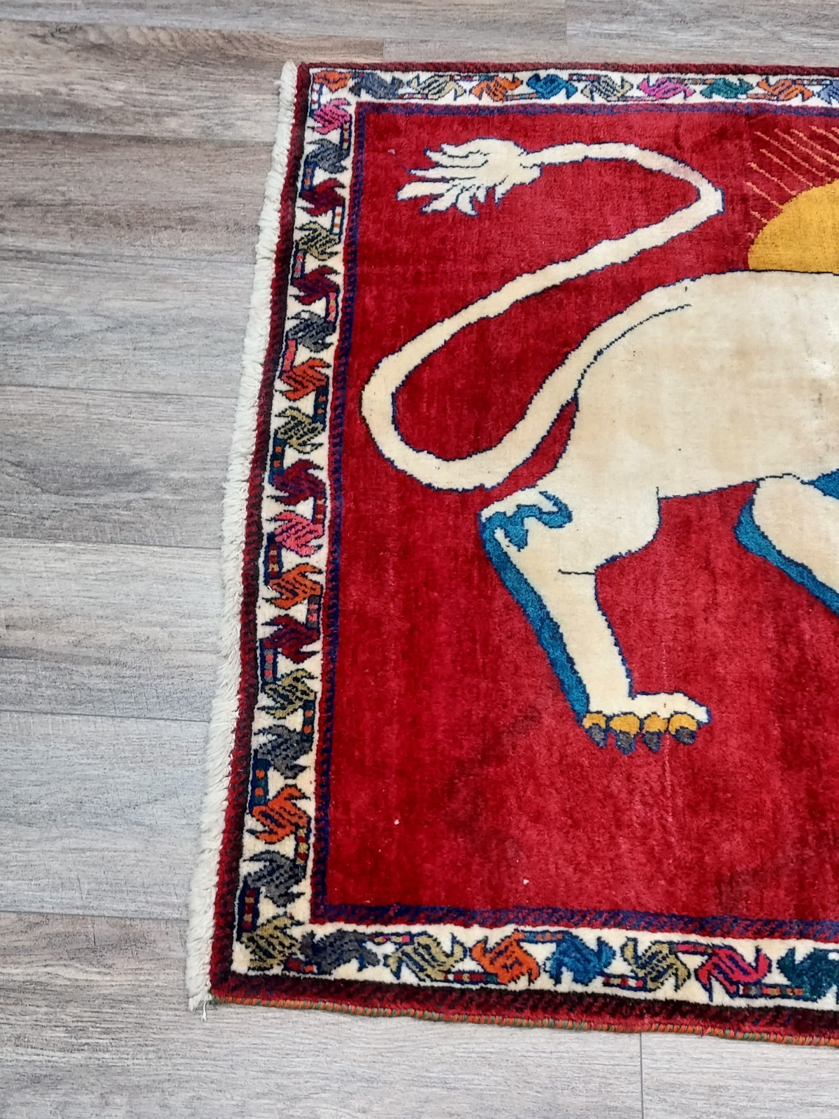 Turkish Rug,Turkish Hunting Rug,Turkish Village Lion Bohemian Rug, 3.6×5 Ft