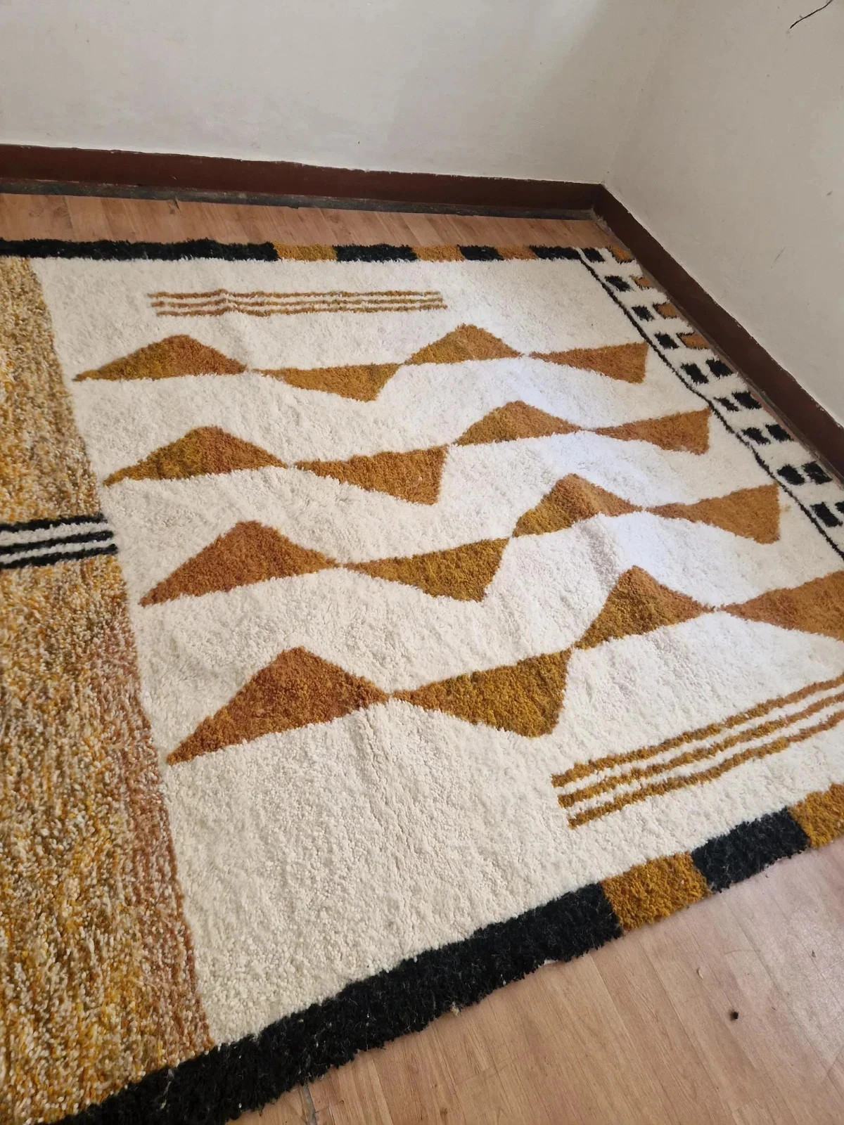 Hand Knotted Moroccan Berber Wool Rug Color Multicolor Design Handmade Carpet Ru