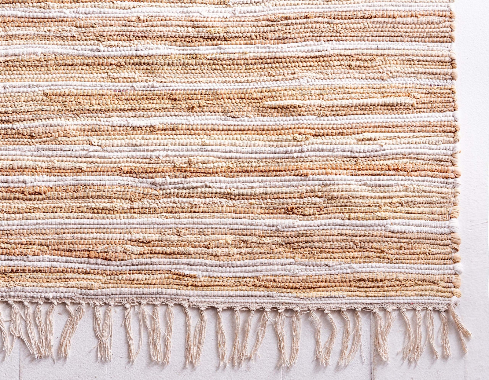 Unique Loom Chindi Cotton Collection Soft Hand Woven Natural Fiber Striped Ar…