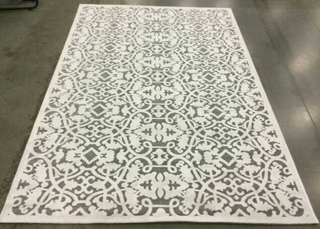 IVORY / DARK GREY 5′ X 7′-5″ Stained Rug, Reduced Price 1172647729 PARB636C-5