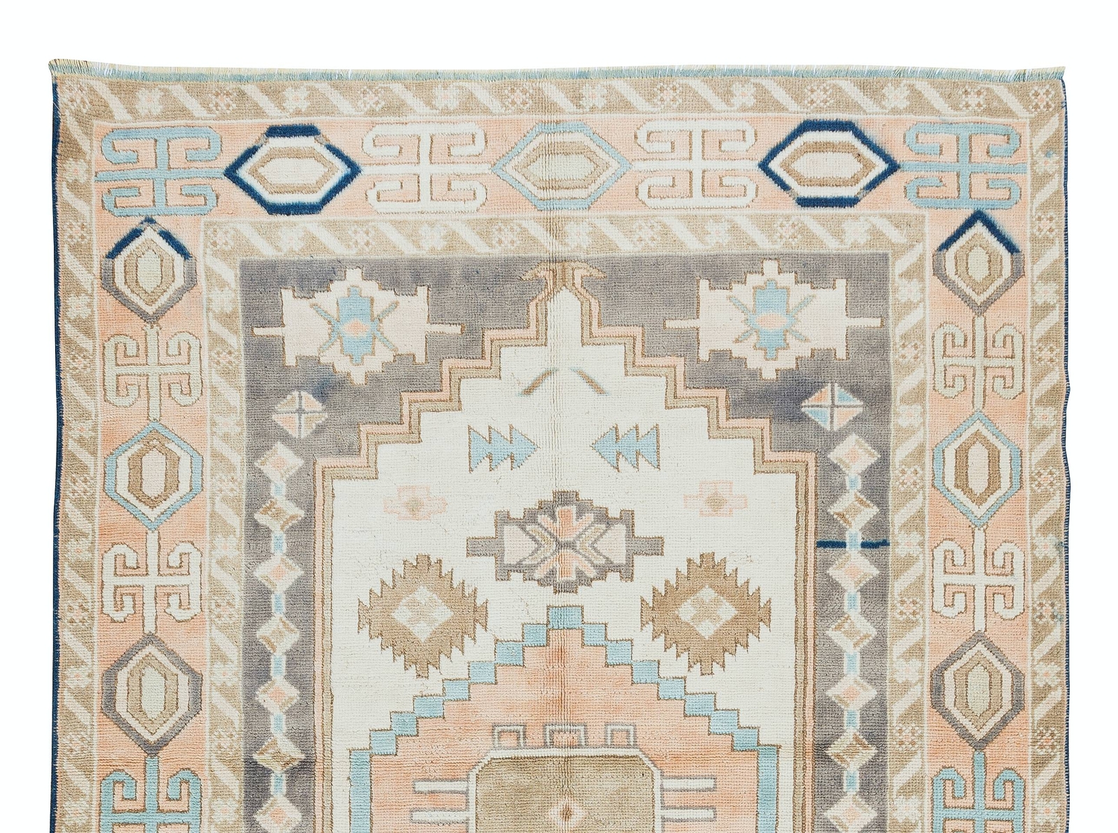4.5×6.7 Ft Modern Geometric Wool Area Rug, All Wool, Hand Knotted Turkish Carpet