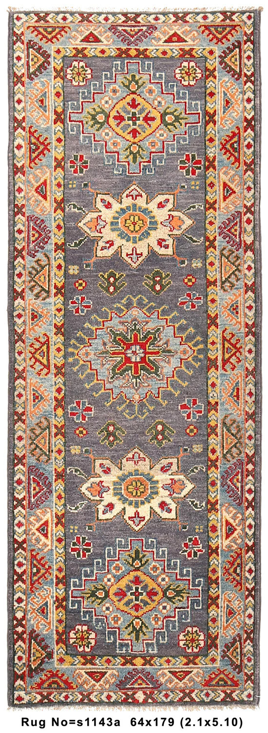 2.1 x 5.10 Handmade Kazak Narrow Runner Rug Fine Wool #S1143