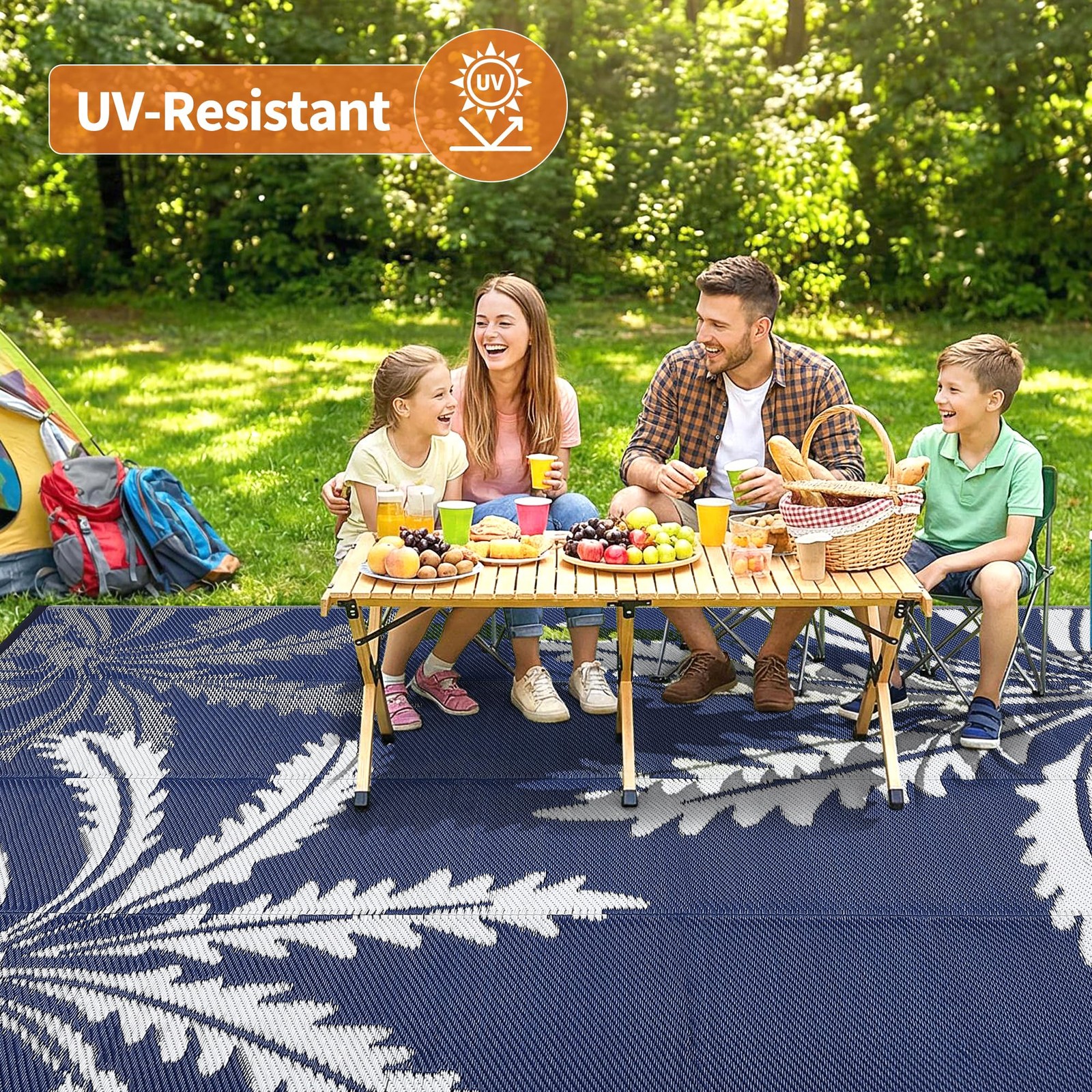 5×8/8×10/9×12 FT Portable Outdoor Waterproof Patio Camping Rug Mat for RV,Picnic