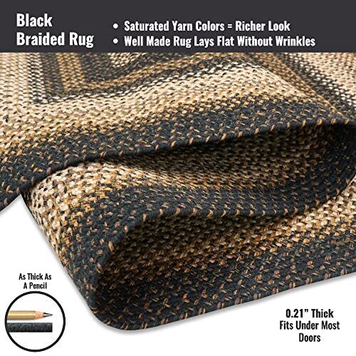 20×30” Black Oval Braided Rug. Kilimanjaro Black Jute Oval Rug. Uses- Entrywa…