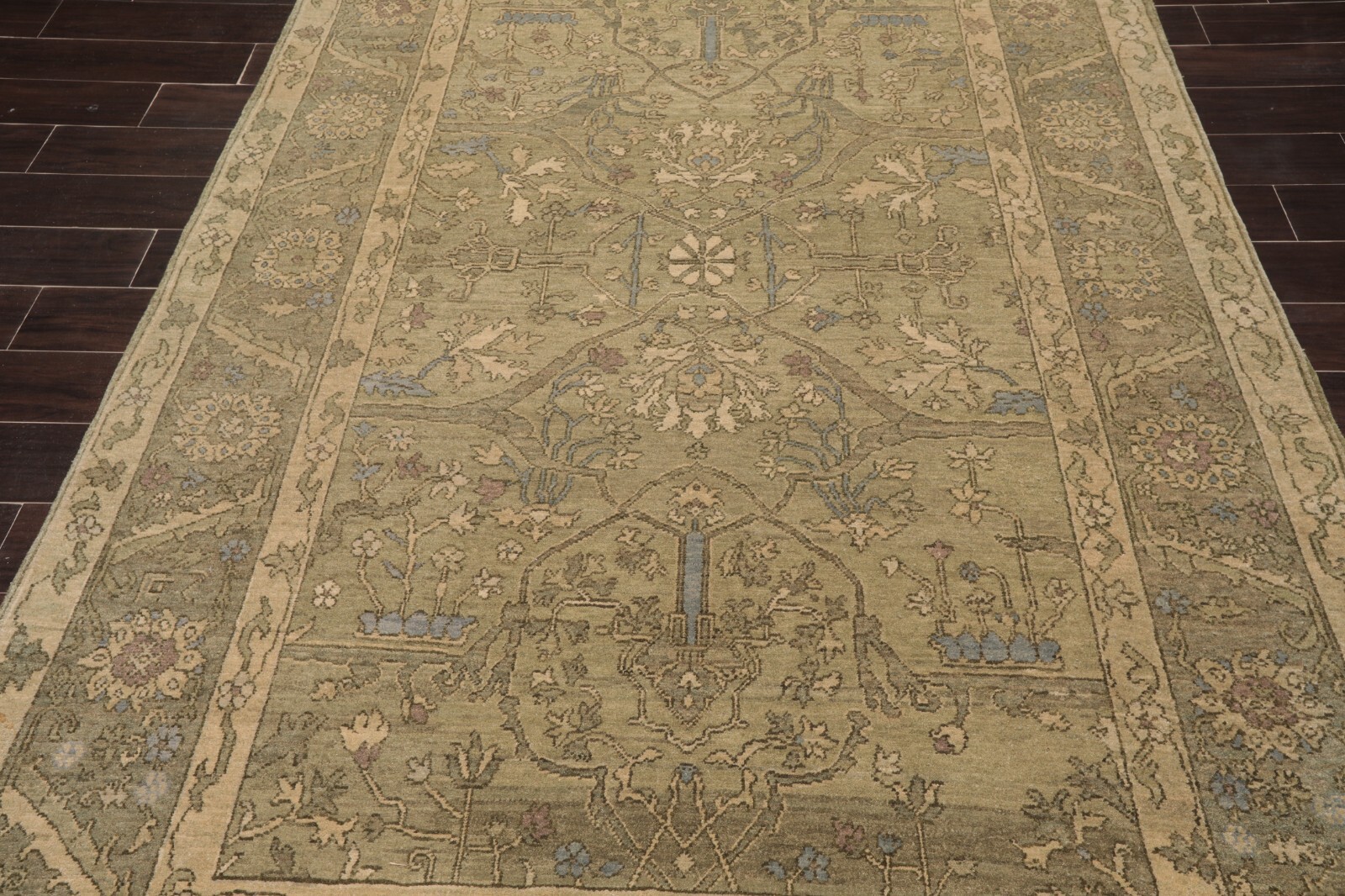 Tufenkian Jozan Walnut Sheared Hand Knotted Wool Area Rug Moss 5’6″ x 8’6″