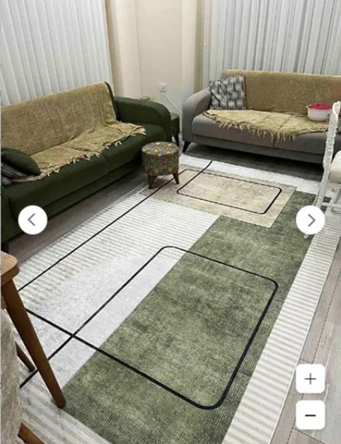 Machine Washable Non-Slip Base Stain-Proof Striped Living Room Kitchen Carpet
