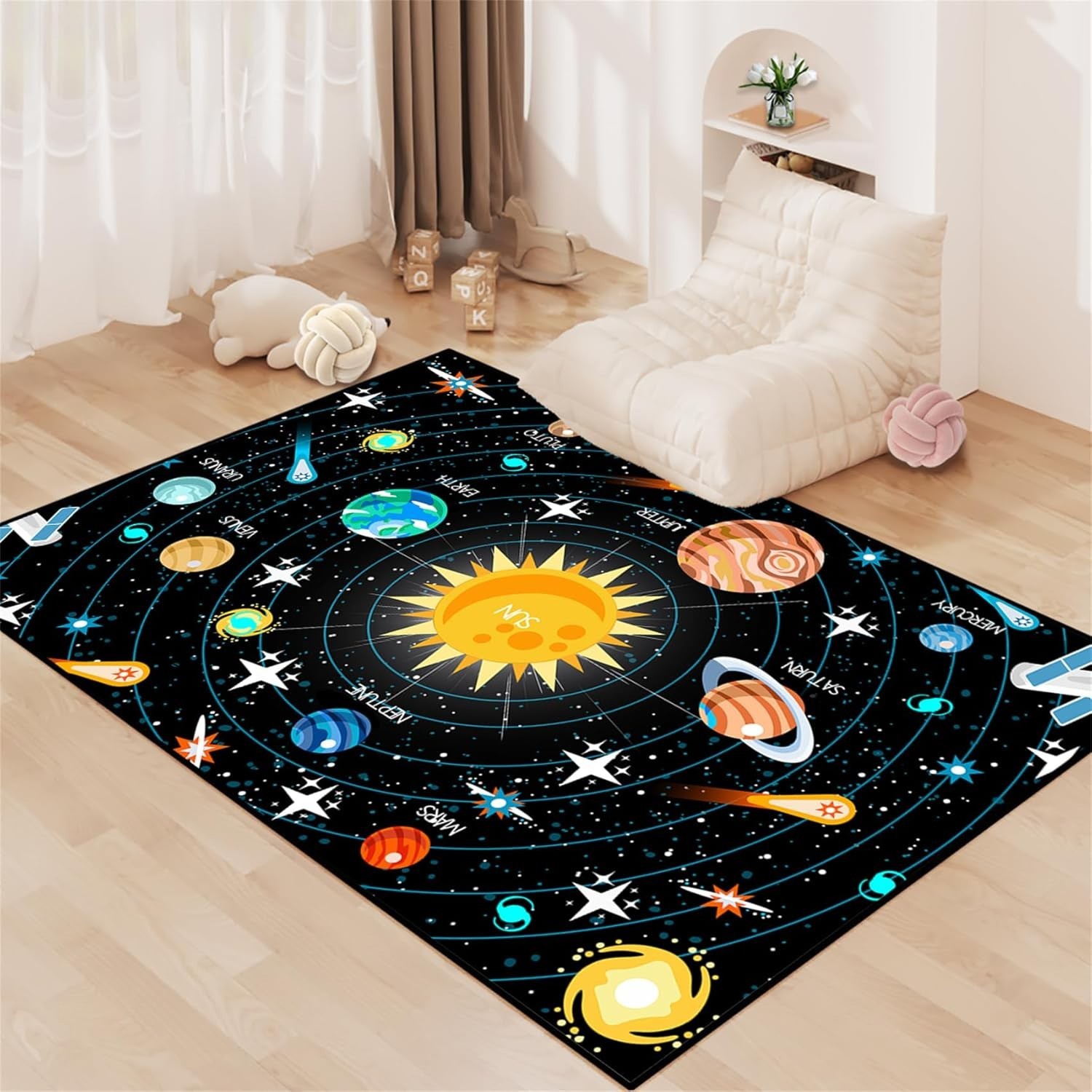 Space Rug Kids Playroom Carpet Educational Planet Solar System 2×3
