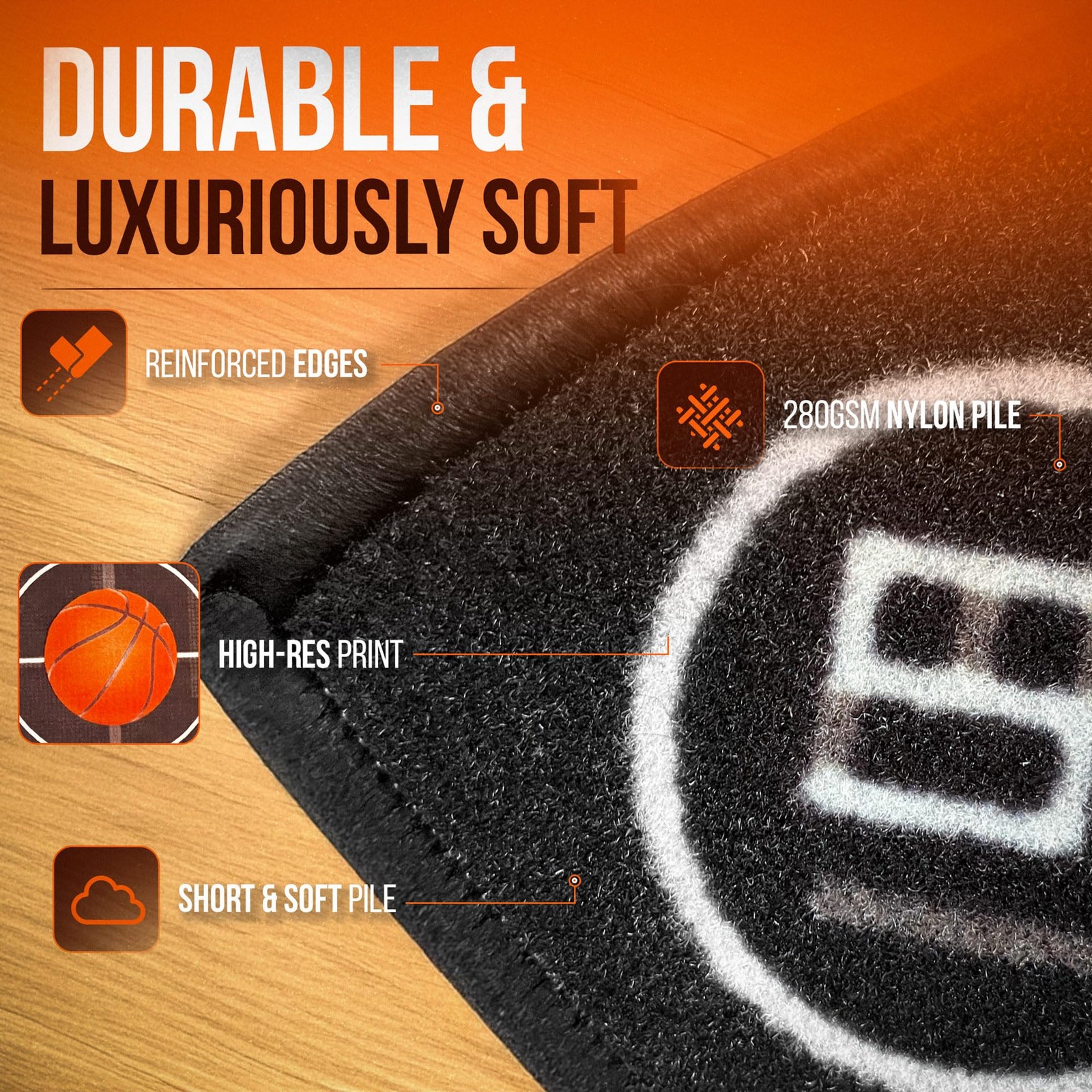 Basketball Area Rug 3×5 Ft Sports Court Design Non Slip Bedroom Carpet