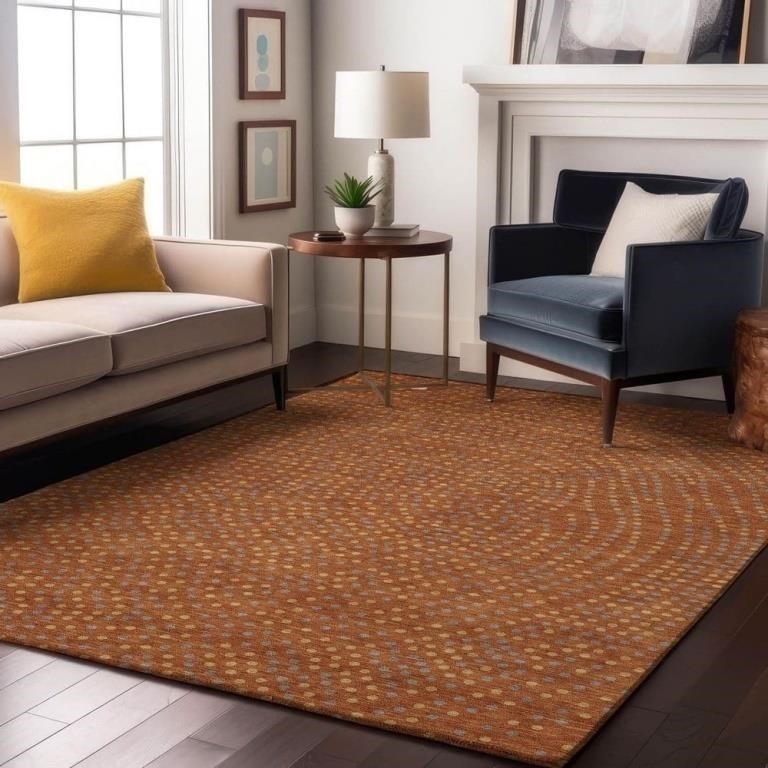 NEW Mayfield Premium Machine Washable Paprika Abstract 10×14 Rug