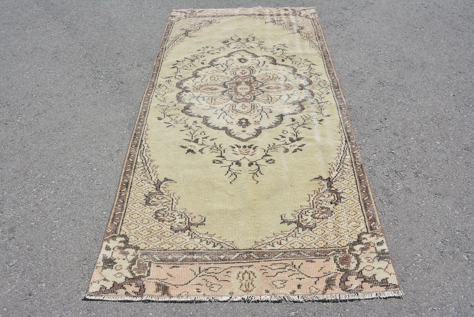 Vintage Rug 4×8,5 ft (123×260 cm), Brown Patchwork Turkish Rug