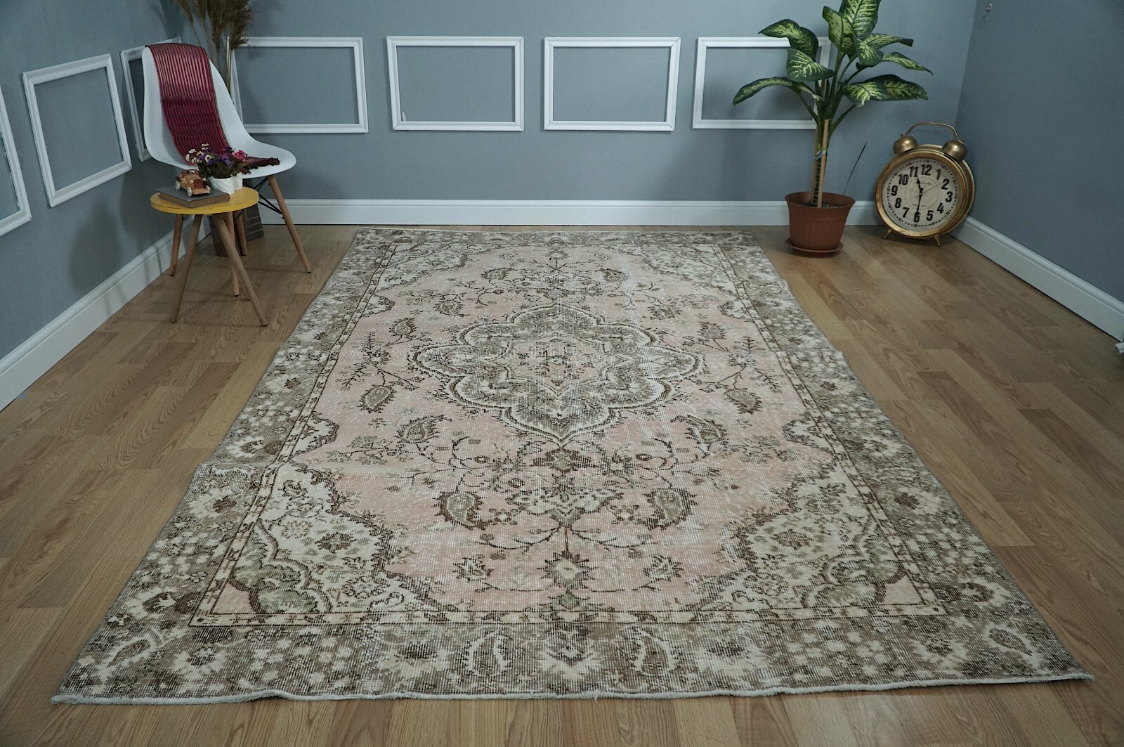 VINTAGE TURKISH RUG, Area Rug, Boho Rug, Pink Rug, Carpet, 6.00×9.32 ft. H-2359