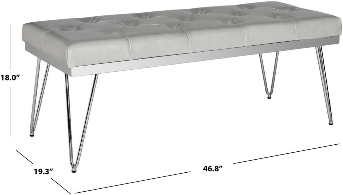 Elegant Marcella Grey & Chrome Bench for Stylish Home Decor