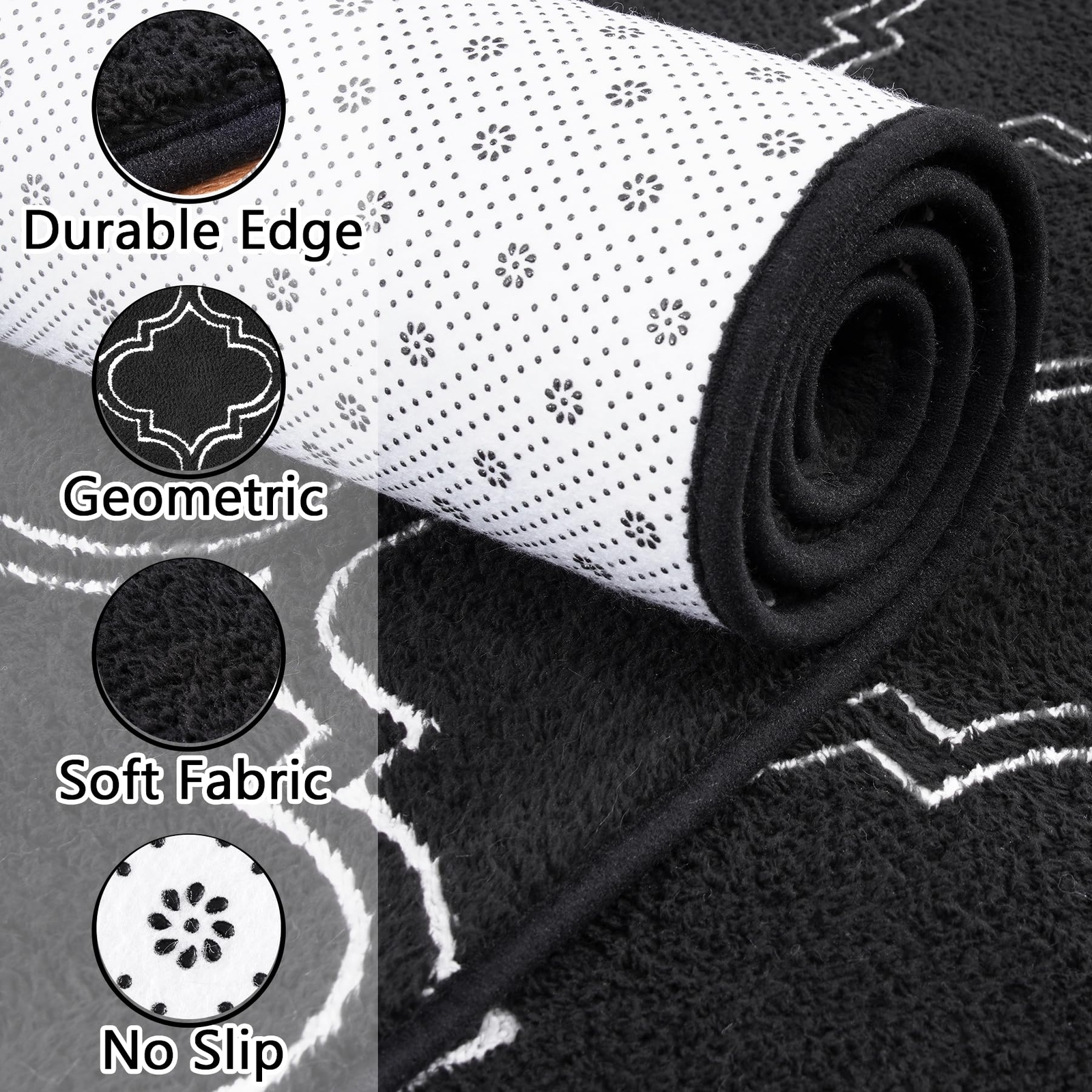 Shag Geometric Modern Runner Rug for Bedroom 2×6 Feet Memory Foam Indoor Hall…