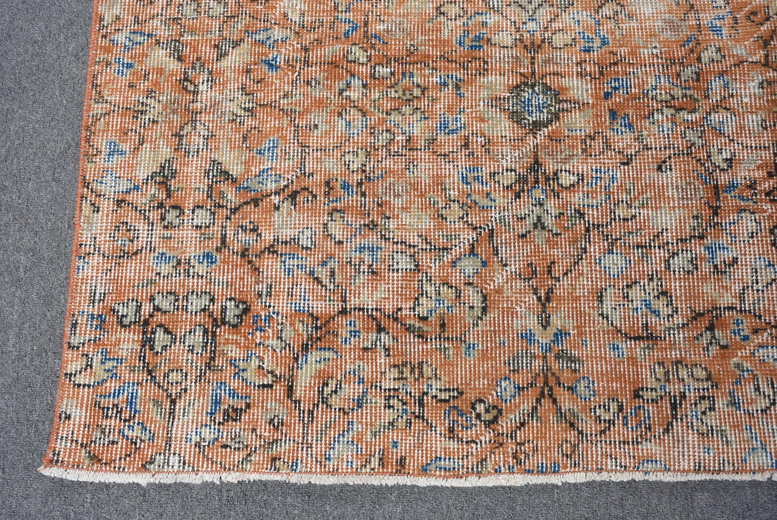 Turkish 4,3×8,7 ft Rug, Vintage Rug, Brown Polka dot Rug Wool