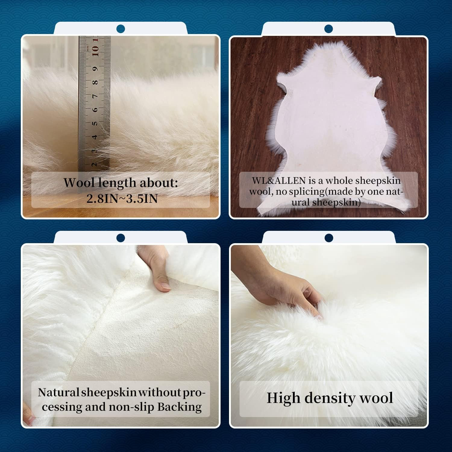 Large Sheepskin Rug Genuine Thick and Lush 3 Inch Pile，Luxury Australian Pelts |