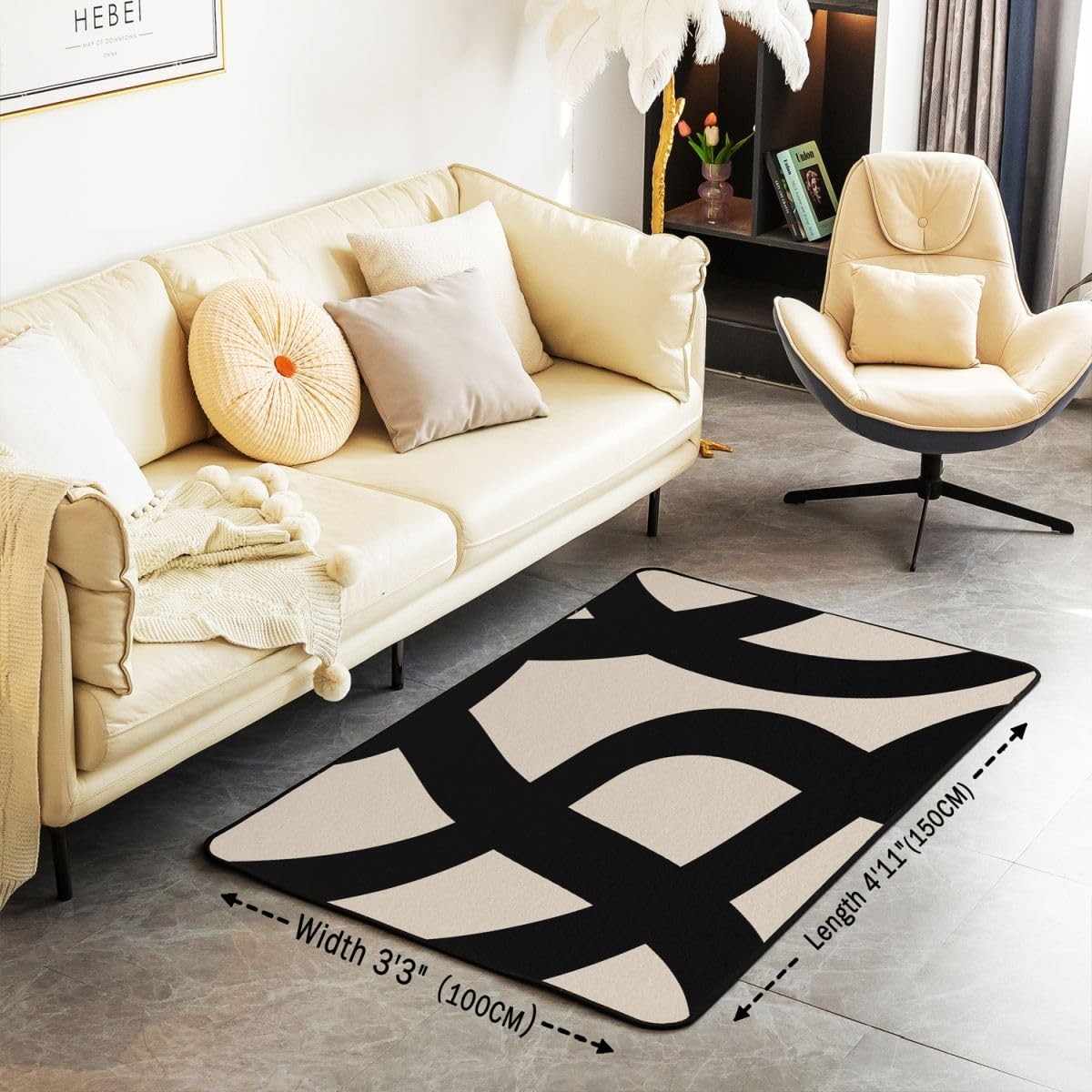 Black and Dark Tan Area Rug Area Rug 5×7 Modern Decorative Carpet Set for Tee…