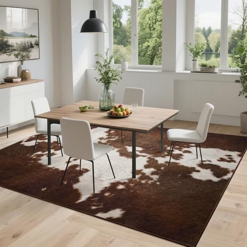 4×6 Area Rugs for Living Room, Machine Washable Cow Print Rug for Bedroom,