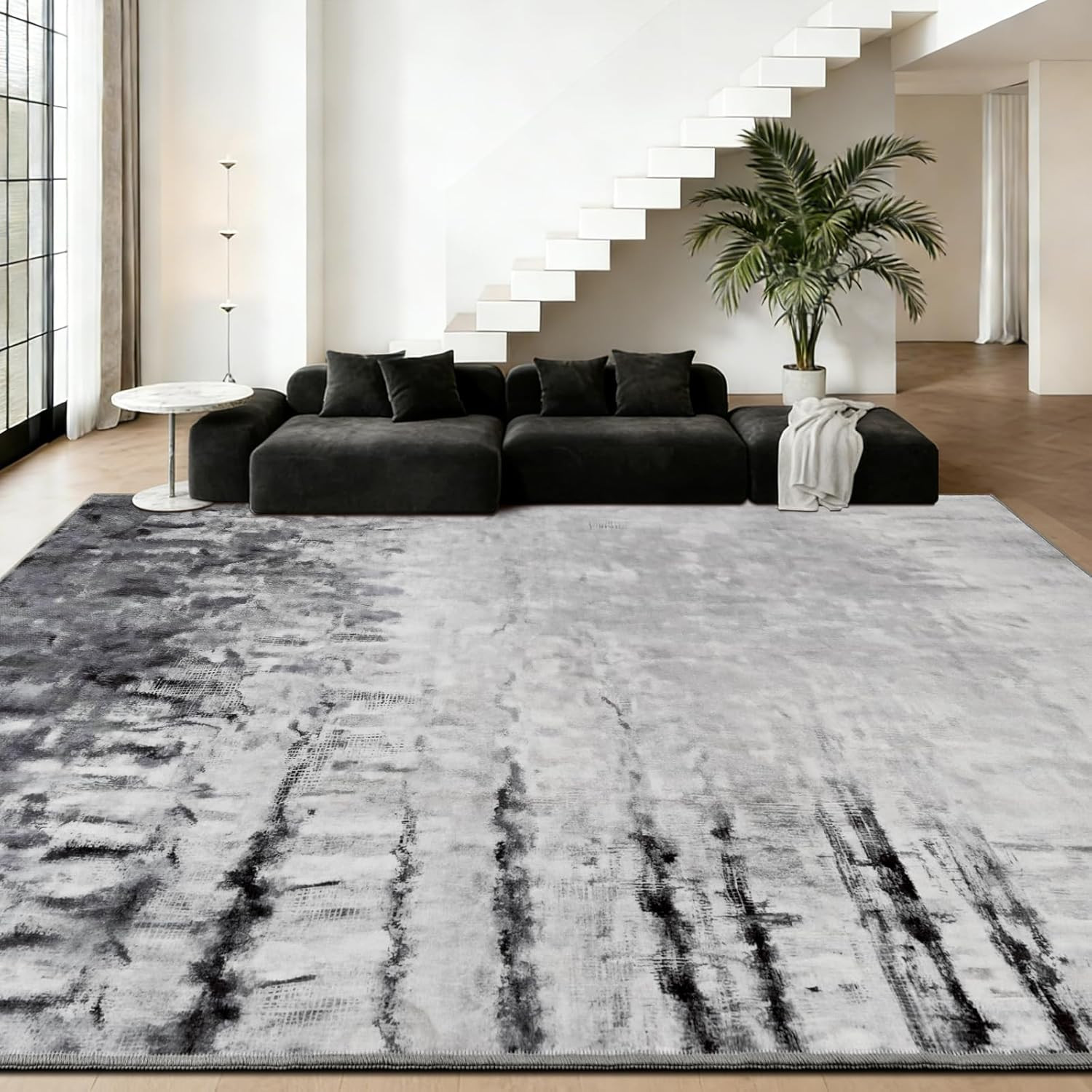 Modern Abstract 8×10 Washable Area Rug – Soft Non-Slip Indoor Carpet