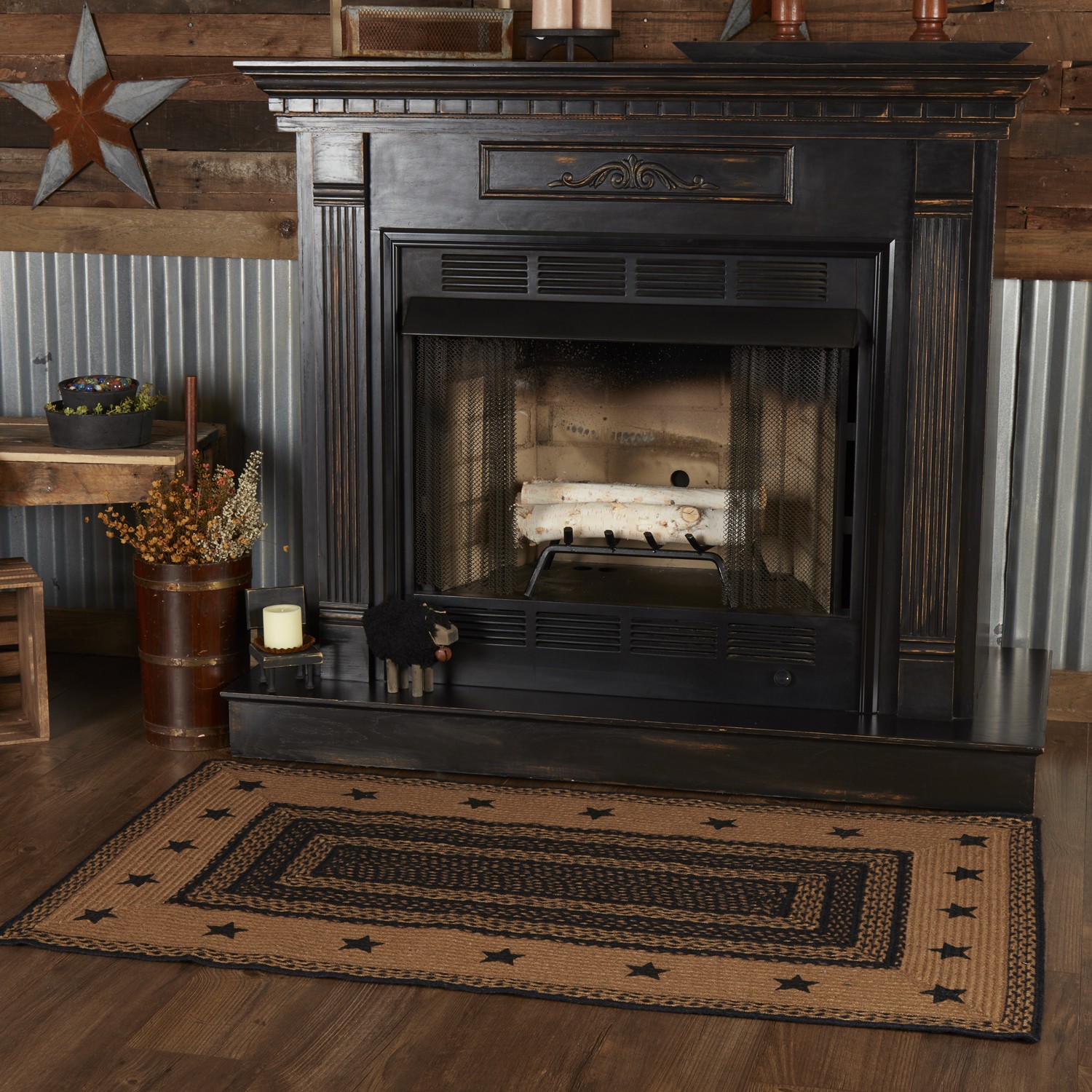 VHC Brands Accent Rug Farmhouse Jute Primitive 36×60 Stars Rect No Slip Floor