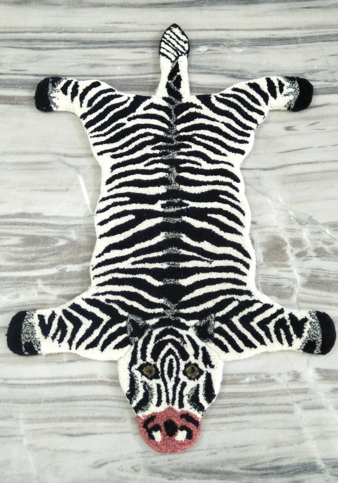Hand Tufted Zebra Rug 2×3 Feet Animal Theme Kids Room Decor Wool Carpet