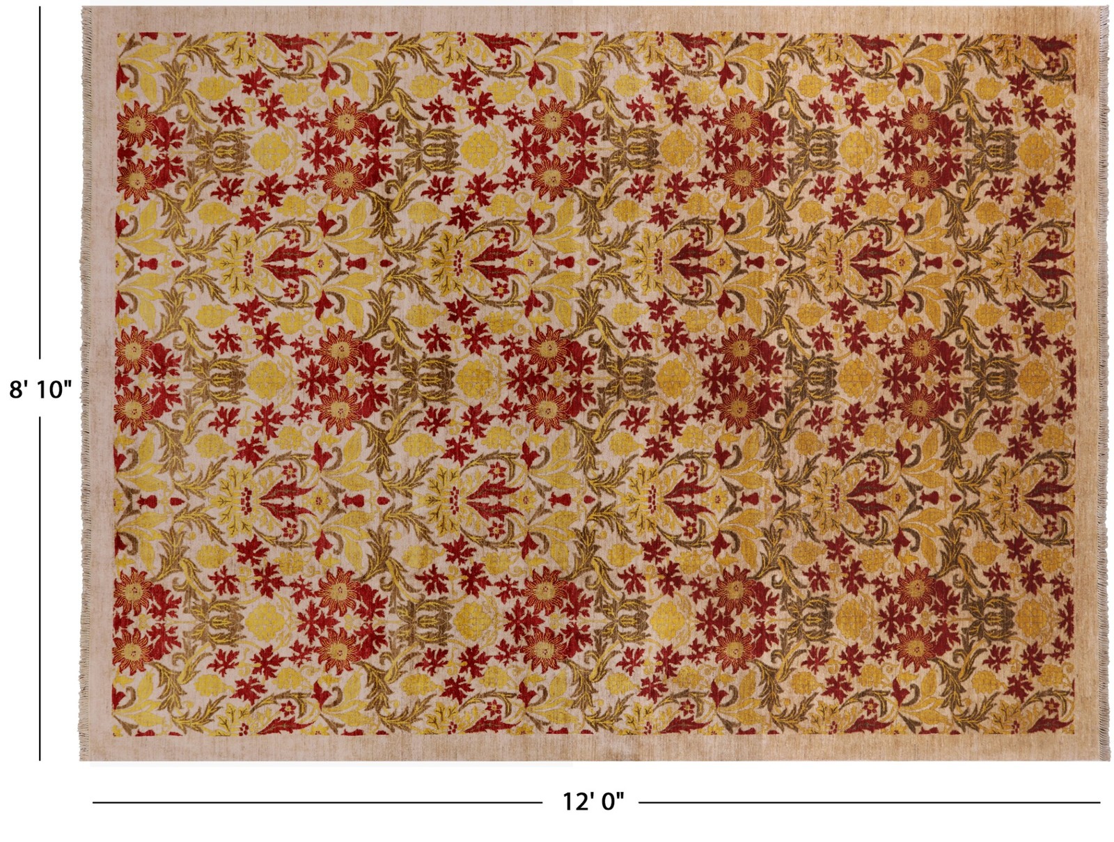 William Morris Hand Knotted Area Rug 8′ 10″ X 12′ 0″- Q1858