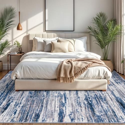 Navy Blue Gray Neutral 8′ x 10′ (Rectangular) Navy Blue/Gray/Neutral/Multi