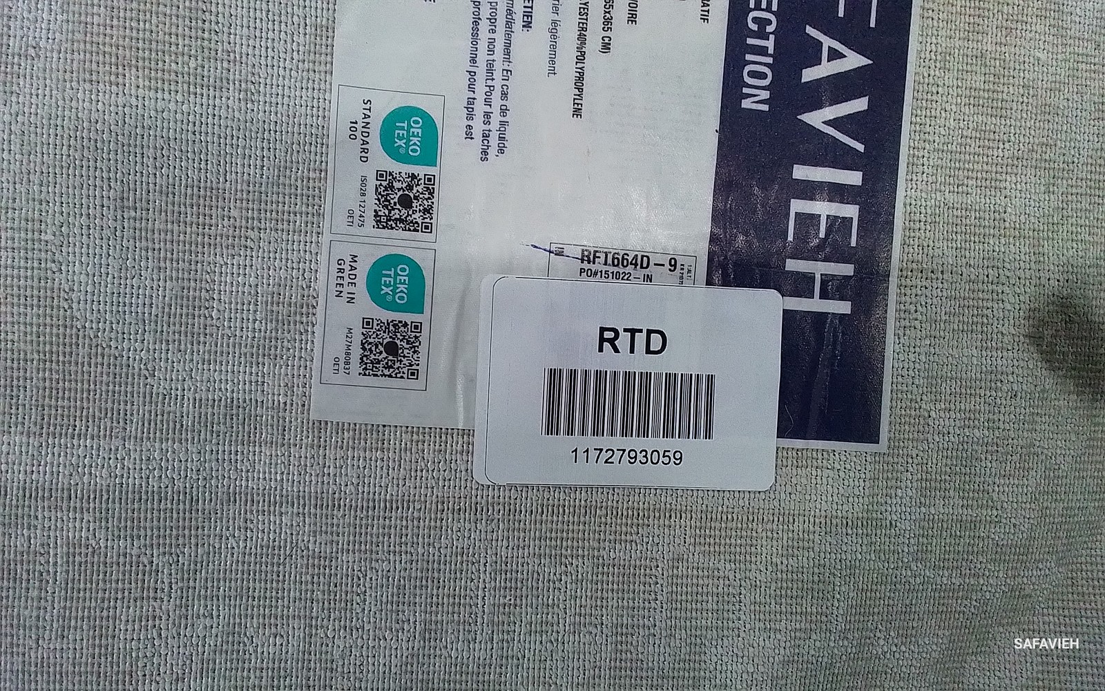 CREME / IVORY 9′-0″ x 12′-0″ Back Stain Rug, Reduced Price 1172793059 RFT664D-9