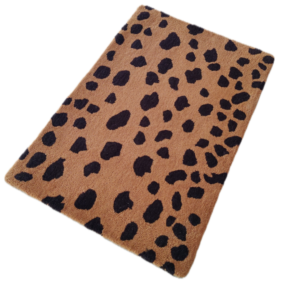 Handmade Tufted Wool Rug for Kids Teens Orange Cheetah Spotted Rug 2 x 3 ft