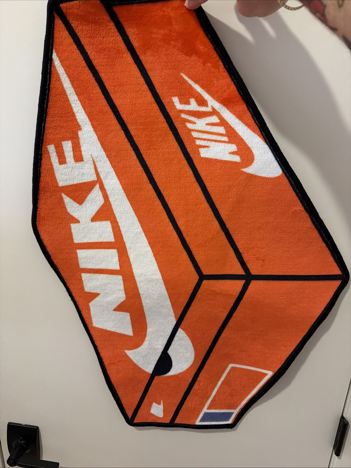 Nike Plush Sneaker Box – Logo Area Rug Orange/White 31 X 19 Sneakerhead Merch