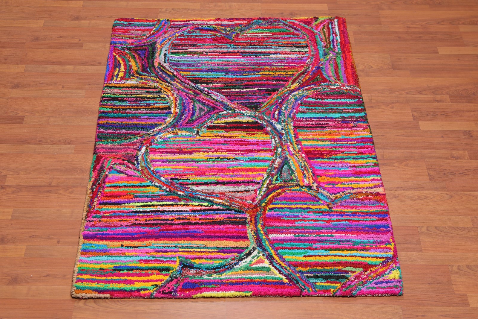 4′ x 6′ Handmade Abstract 100% Cotton Oriental Area Rug 4×6 Boho Modern Pink