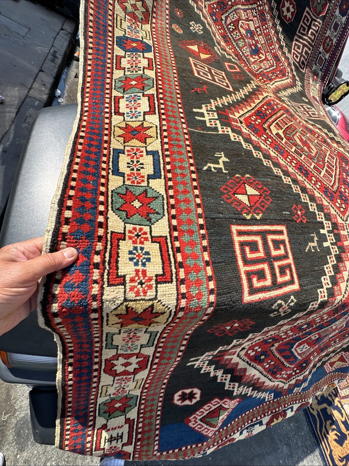 Auth: 19th C Antique Caucasian Rug Asymmetric ART Beauty Blue Green 5×10 NR
